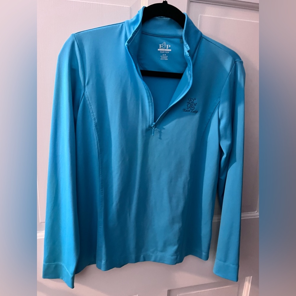 TourTech pullover. Aqua Blue. Sz: Small Petite. Tour Championship East Lake Club